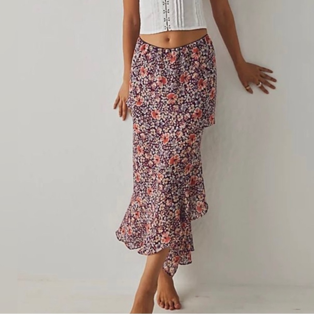 NWOT Free People Romance Me Half Slip Skirt in Mulberry